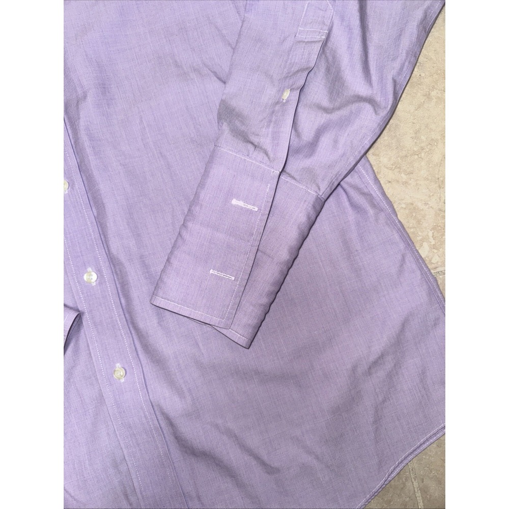 Brooks Brothers Shirt Mens 16" Collar Button Up Long Sleeve Double Cuff Purple - Picture 2 of 10